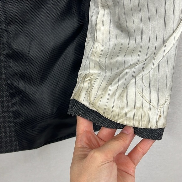 Express Photographer Fitted Wool Blend Mixed Pattern Gray Blazer Mens Size 38R - Picture 14 of 15